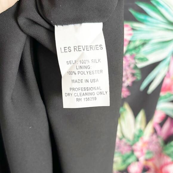 Les Reveries Hibiscus Midi Dress 2 Black Pink NEW - Picture 10 of 10